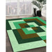 Patterned Green Rug in Family Room, pat1798grn