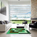 Machine Washable Transitional Green Rug in a Kitchen, wshpat1798grn