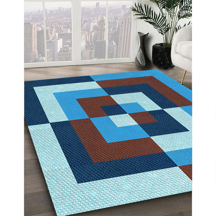 Patterned Plum Purple Rug in Family Room, pat1798lblu