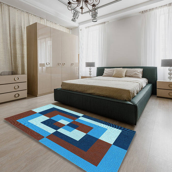 Patterned Plum Purple Rug in a Bedroom, pat1798lblu