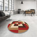 Round Patterned Brown Sand Brown Rug in a Office, pat1798org