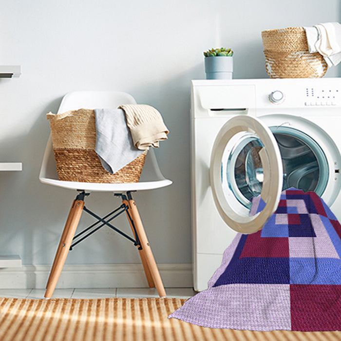 Machine Washable Transitional Dark Magenta Purple Rug in a Washing Machine, wshpat1798pur