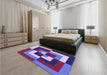 Patterned Dark Magenta Purple Rug in a Bedroom, pat1798pur