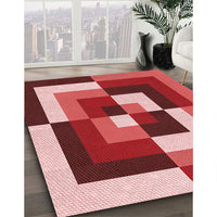 Patterned Pastel Red Pink Rug, pat1798rd