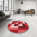 Round Patterned Pastel Red Pink Rug in a Office, pat1798rd