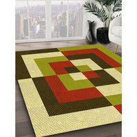 Patterned Metallic Gold Rug, pat1798yw