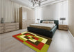 Patterned Metallic Gold Rug in a Bedroom, pat1798yw