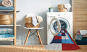 Machine Washable Transitional Denim Blue Rug in a Washing Machine, wshpat1798