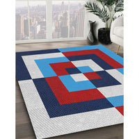 Patterned Denim Blue Novelty Rug, pat1798