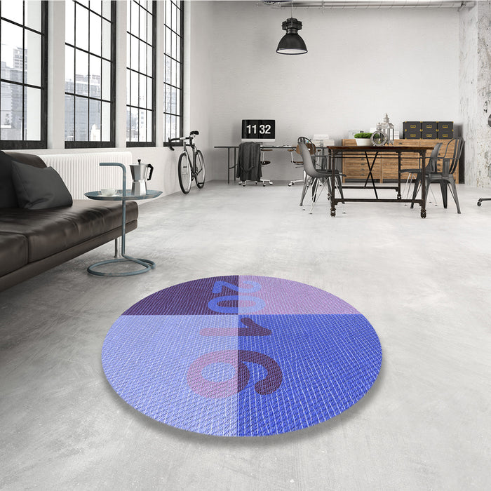 Round Patterned Slate Blue Rug in a Office, pat1799blu