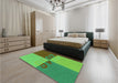 Patterned Seaweed Green Rug in a Bedroom, pat1799grn