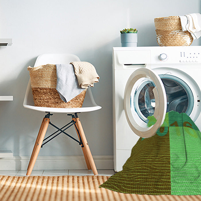 Machine Washable Transitional Seaweed Green Rug in a Washing Machine, wshpat1799grn