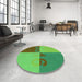 Round Patterned Seaweed Green Rug in a Office, pat1799grn