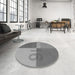 Round Patterned Ash Gray Rug in a Office, pat1799gry