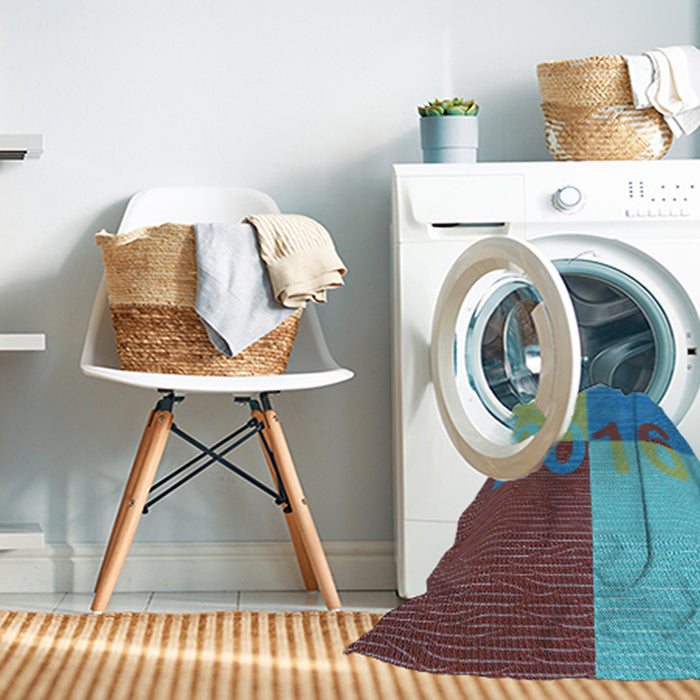 Machine Washable Transitional Turquoise Green Rug in a Washing Machine, wshpat1799lblu