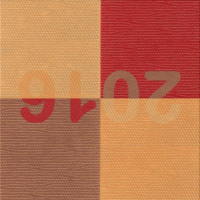 Round Patterned Orange Rug, pat1799org