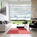 Square Patterned Red Rug in a Living Room, pat1799rd