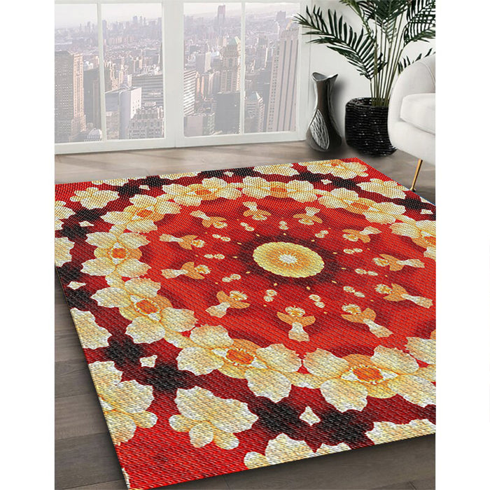 Machine Washable Transitional Red Rug in a Family Room, wshpat179