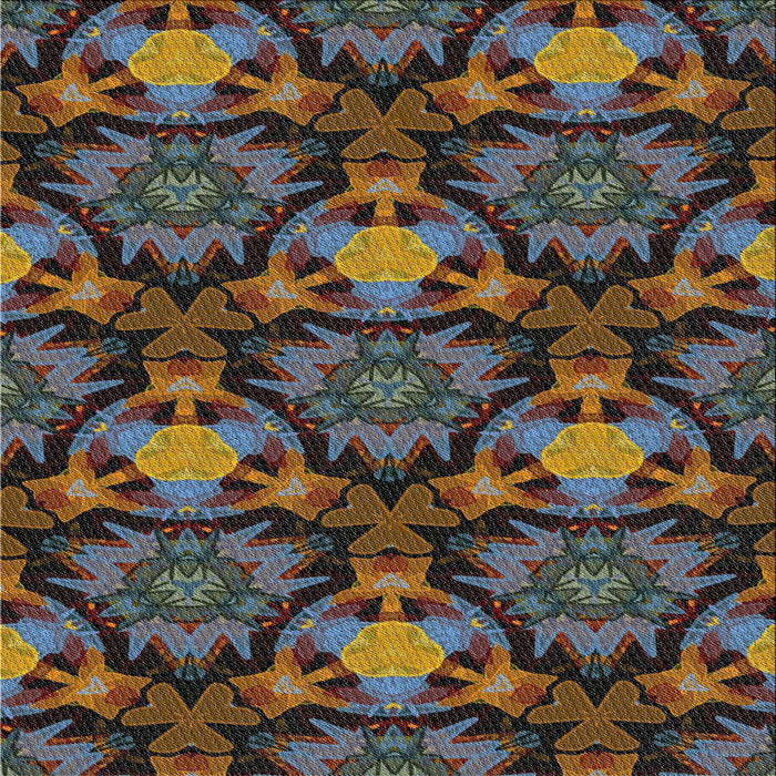 Square Patterned Khaki Green Novelty Rug, pat17