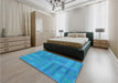 Patterned Neon Blue Rug in a Bedroom, pat18lblu