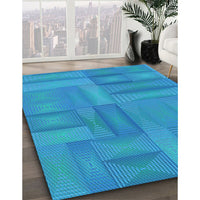 Patterned Neon Blue Rug, pat18lblu