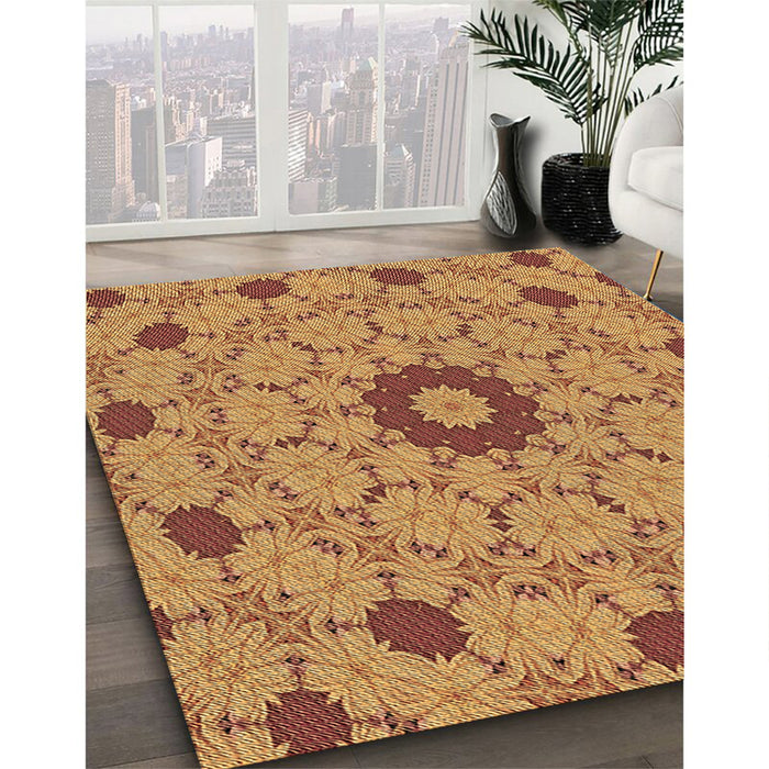 Patterned Mahogany Brown Rug in Family Room, pat180brn