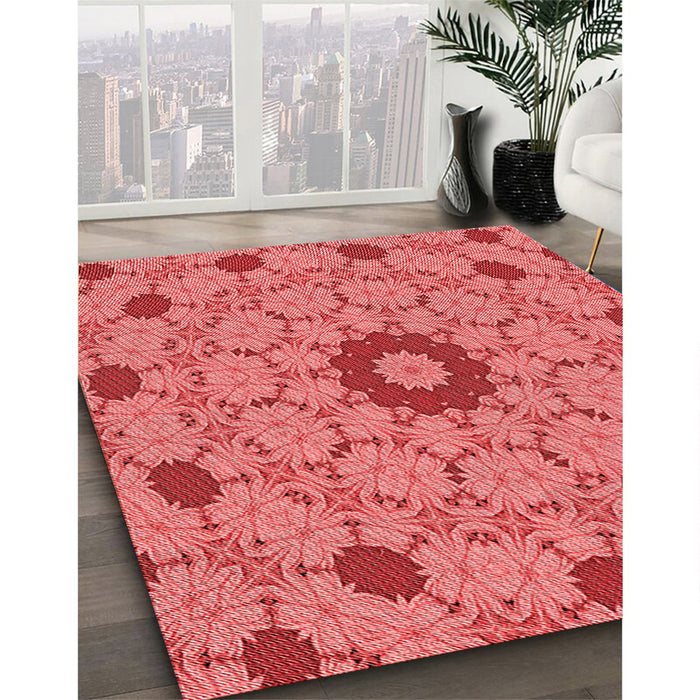 Machine Washable Transitional Red Rug in a Family Room, wshpat180rd