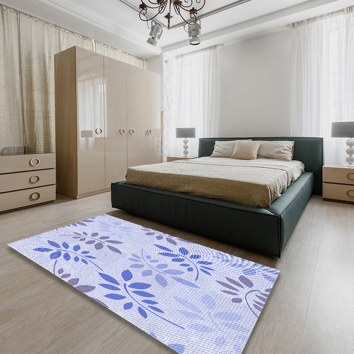 Patterned Lavender Blue Rug in a Bedroom, pat1800blu