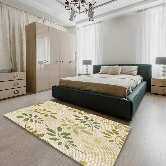 Patterned Vanilla Gold Rug in a Bedroom, pat1800brn