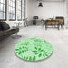 Round Patterned Green Rug in a Office, pat1800grn