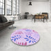 Round Patterned Purple Rug in a Office, pat1800pur