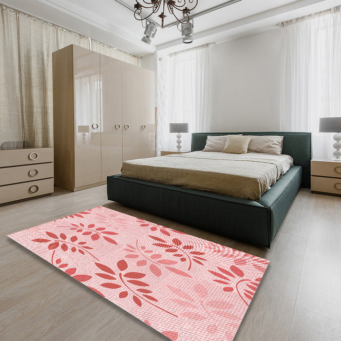 Patterned Light Rose Pink Rug in a Bedroom, pat1800rd