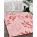 Patterned Light Rose Pink Rug in Family Room, pat1800rd