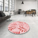 Round Patterned Light Rose Pink Rug in a Office, pat1800rd