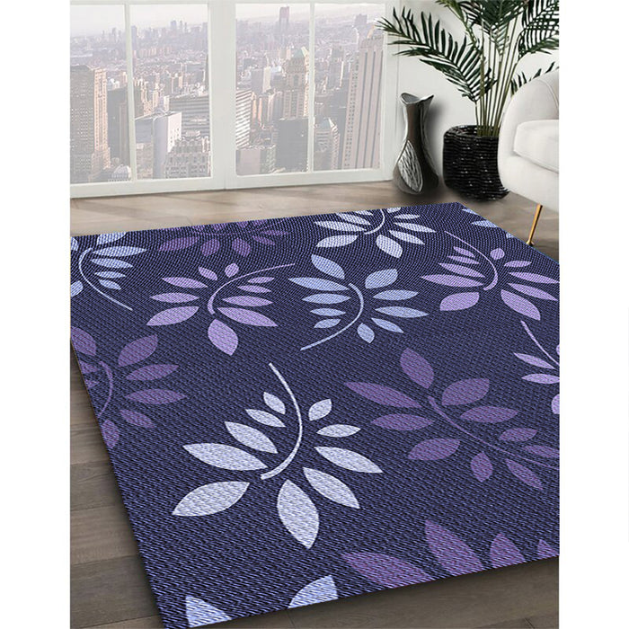 Patterned Periwinkle Purple Rug in Family Room, pat1801blu