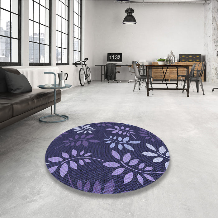 Round Patterned Periwinkle Purple Rug in a Office, pat1801blu