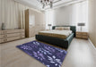 Round Machine Washable Transitional Periwinkle Purple Rug in a Office, wshpat1801blu