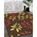 Machine Washable Transitional Night Red Rug in a Family Room, wshpat1801brn