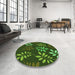 Round Patterned Dark Lime Green Rug in a Office, pat1801grn