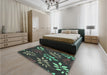 Patterned Charcoal Black Rug in a Bedroom, pat1801lblu