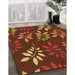 Patterned Dark Red Rug in Family Room, pat1801org