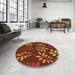 Round Patterned Dark Red Rug in a Office, pat1801org