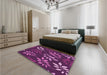 Round Machine Washable Transitional Orchid Purple Rug in a Office, wshpat1801pur