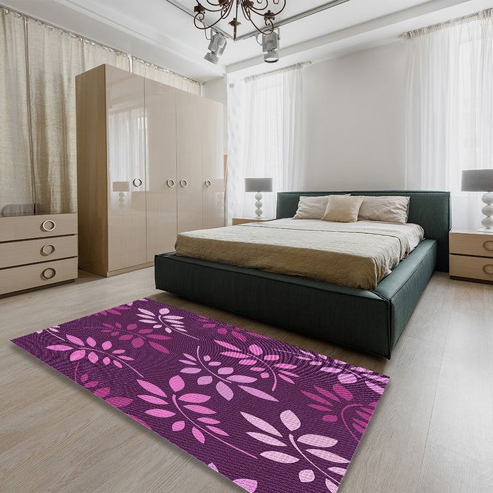 Patterned Orchid Purple Rug in a Bedroom, pat1801pur