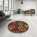 Round Patterned Red Novelty Rug in a Office, pat1801