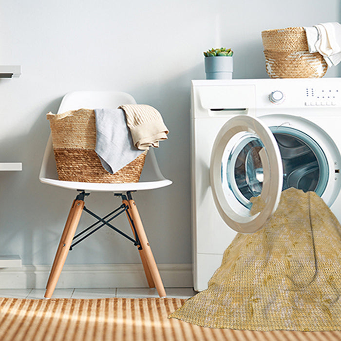 Machine Washable Transitional Yellow Rug in a Washing Machine, wshpat1802org
