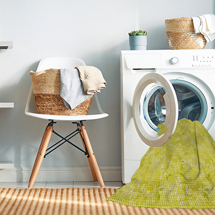 Machine Washable Transitional Yellow Rug in a Washing Machine, wshpat1802yw