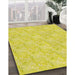 Machine Washable Transitional Yellow Rug in a Family Room, wshpat1802yw