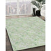 Patterned Light Rose Green Abstract Machine Washable Rug in a Family Room, wshpat1802