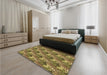 Round Machine Washable Transitional Dark Bronze Brown Rug in a Office, wshpat1803brn